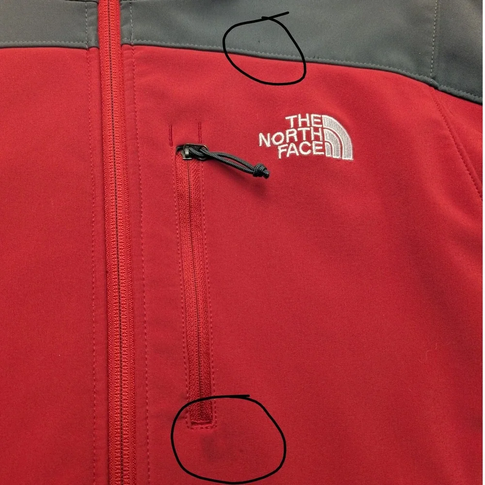 The North Face Apex Bionic Jacket Mens Small Red Grey Softshell Windproof Zip